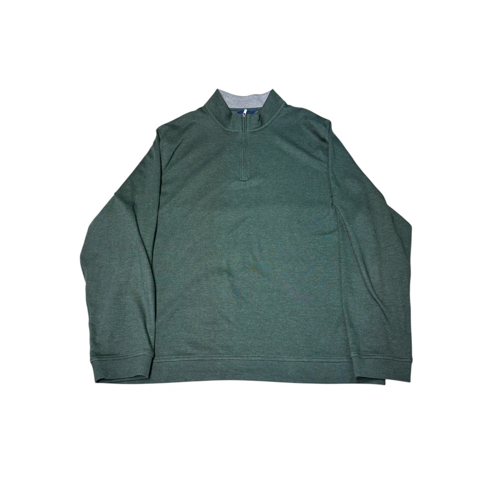 David Donahue Men's Green Heather 1/4 Zip Pullover‎ Sweatshirt XXL